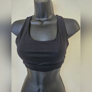 Running Girl - Size S Black Racerback Sports Bra with Wide Straps